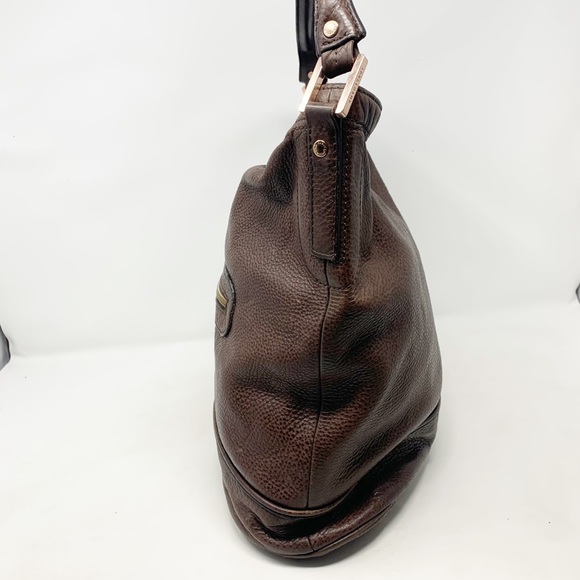 Longchamp | Cosmos Brown Pebbled Leather Hobo/Bucket Bag - Picture 4 of 16